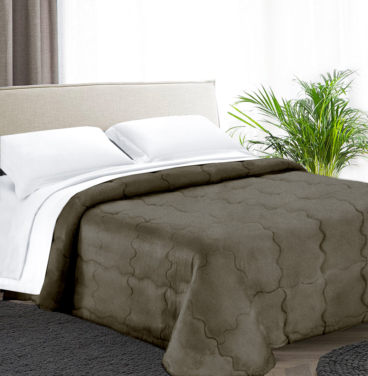 Trapunta Matrimoniale 270x270 in velluto trapuntatura a onda 350 gr/mq modello Velvet