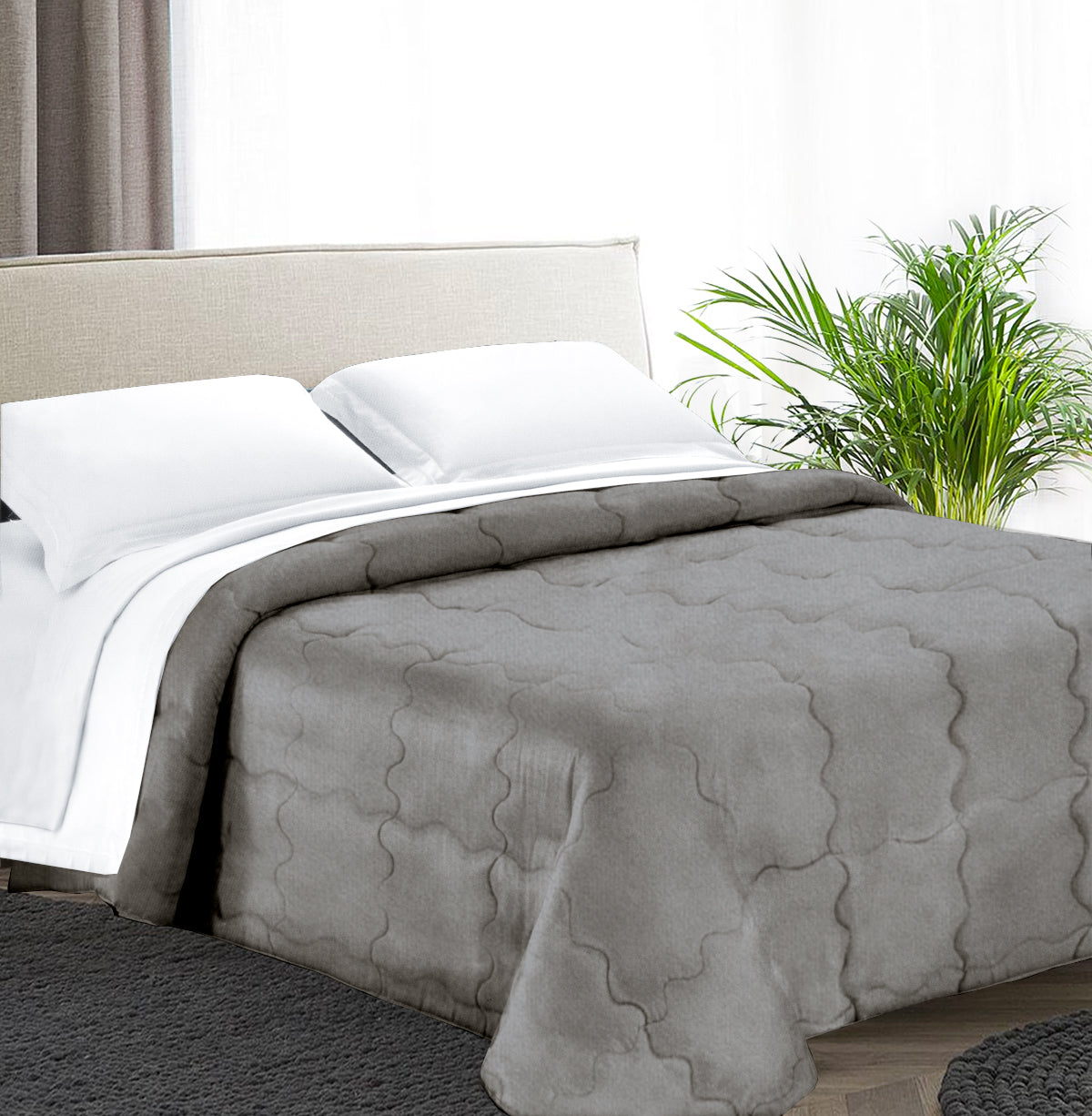 Trapunta Matrimoniale 270x270 in velluto trapuntatura a onda 350 gr/mq modello Velvet