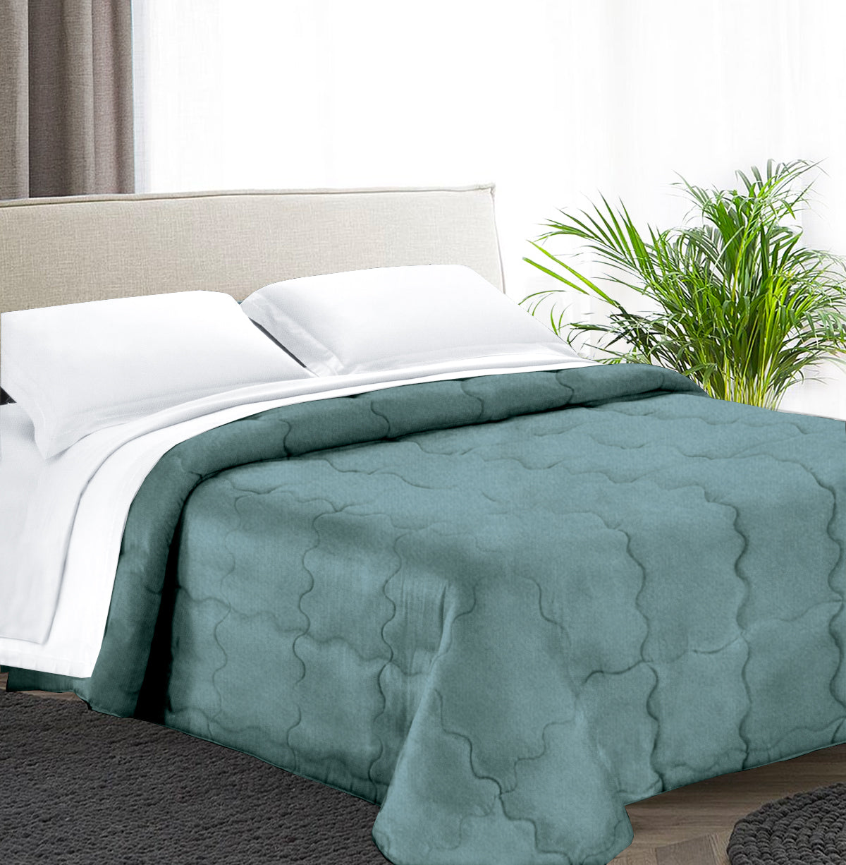 Trapunta Matrimoniale 270x270 in velluto trapuntatura a onda 350 gr/mq modello Velvet