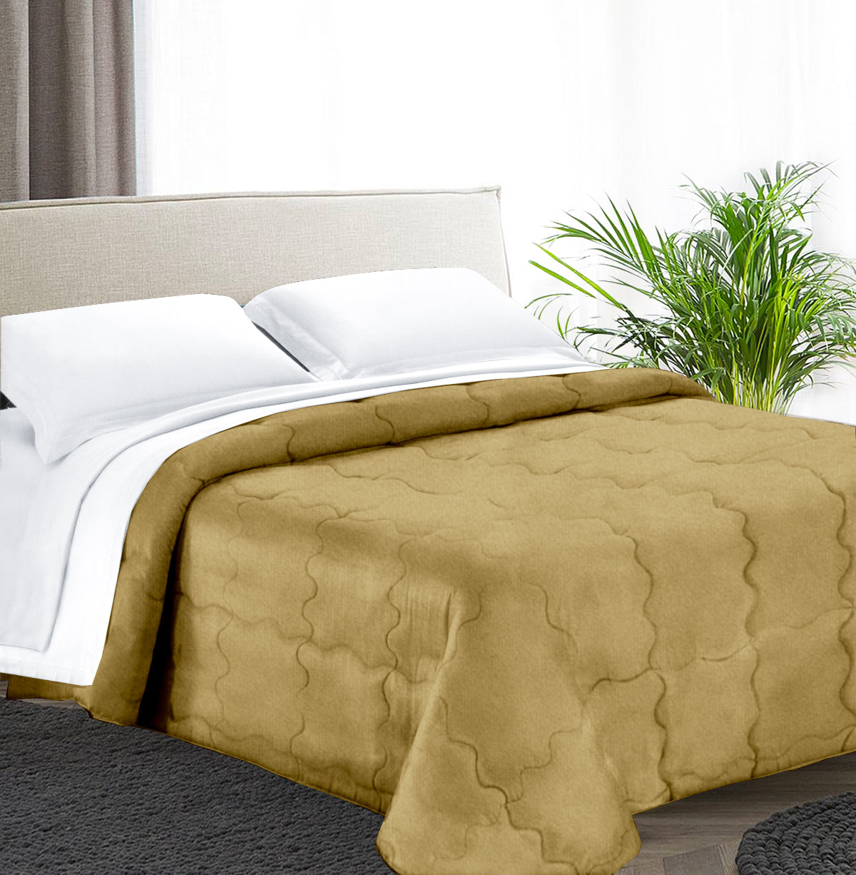 Trapunta Matrimoniale 270x270 in velluto trapuntatura a onda 350 gr/mq modello Velvet