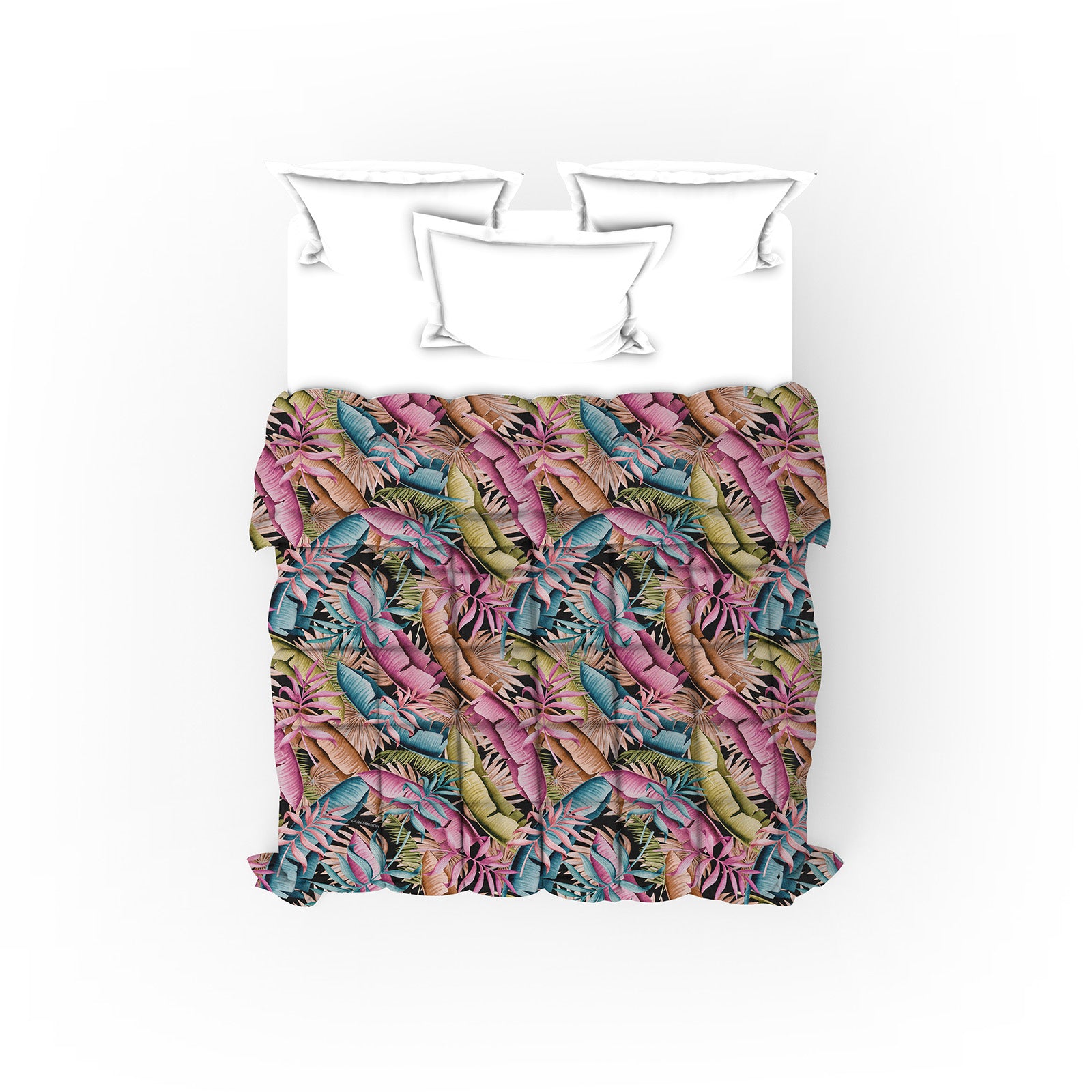 Trapunta Matrimoniale Floreale 260x270cm Foglia Piumone Invernale Stampa Digitale Microfibra Anallergica 300 Gr