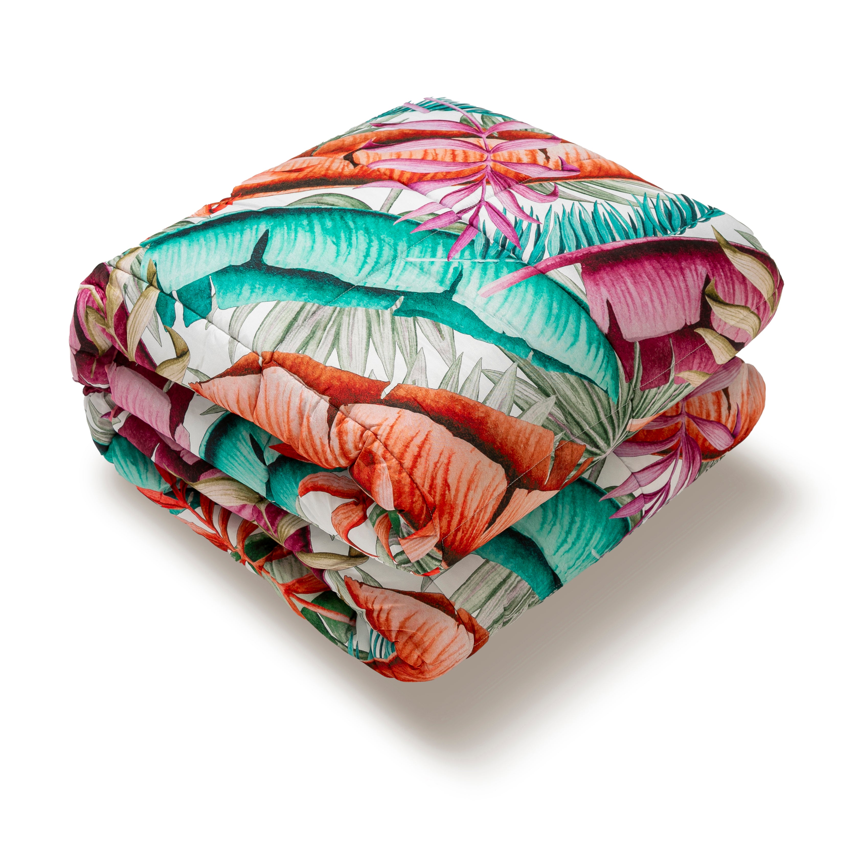 Trapunta Matrimoniale Floreale 260x270cm Foglia Piumone Invernale Stampa Digitale Microfibra Anallergica 300 Gr