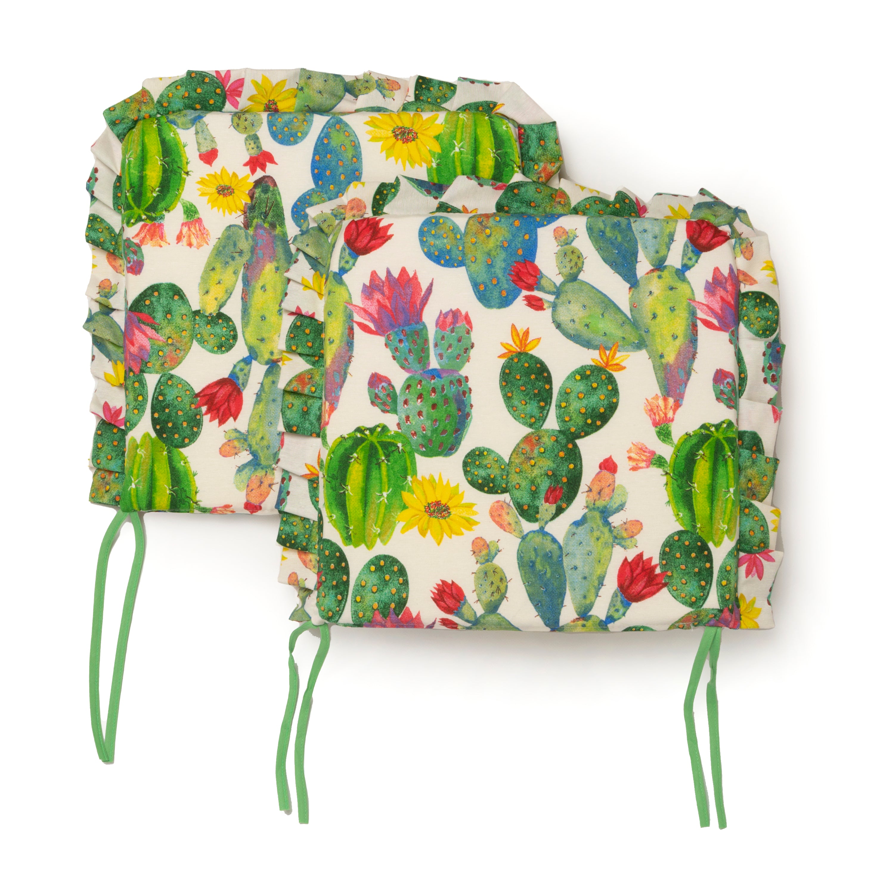 Cuscini Coprisedia 40x40 sfoderabili con Volant Shabby Chic country Imbottito con Laccetti Set da 6 pezzi