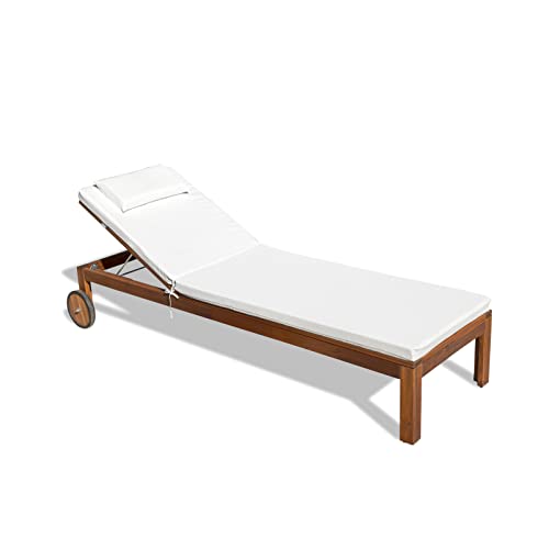 Cuscino Imbottito Lettino Prendisole Cook, Sfoderabile, Antigraffio, con Laccetti, Interni o Esterni, Imbottitura 5 cm, Universale Copri Lettino Giardino 60x190 cm Bianco