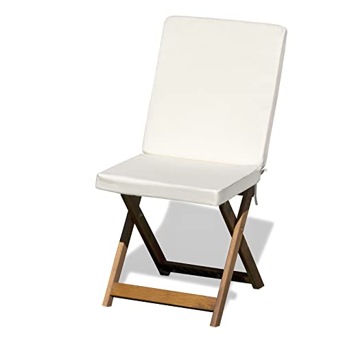 Cuscino con Schienale Sedia da Esterno Cook, Imbottitura 5 cm, Pieghevole, Sfoderabile, Antigraffio, con Laccetti, Universale Copri Sedia Giardino, 45x90 Cm Panna