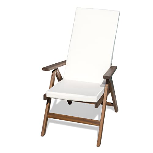 Cuscino Imbottito per Sdraio Cook, Sfoderabile, Antigraffio, con Laccetti, Interni od Esterni, Imbottitura 5 cm, Universale Copri Sdraio Giardino 45x120 cm Bianco