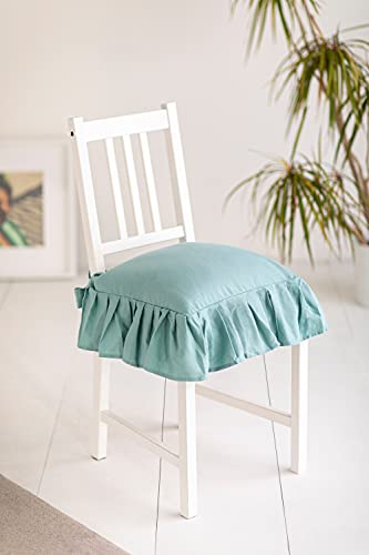 Cuscino Sedia 40x40 con Lacci Panama Cuscino Interno ed Esterno Sfoderabile con Zip Cotone Laccetti di Ritenzione Tinta Unita