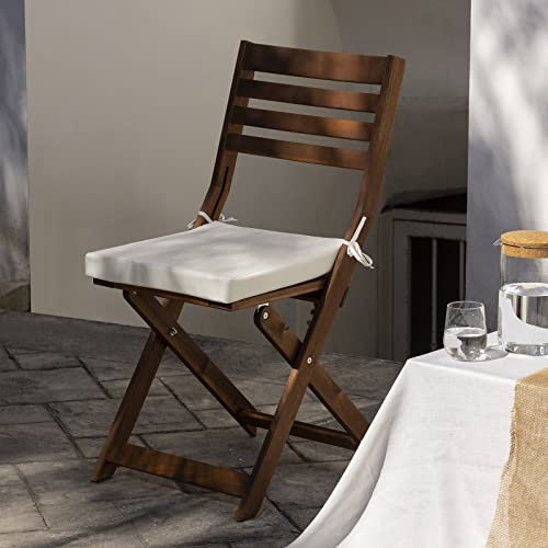 Cuscini Sedie Esterno Set da 2 Cook, Quadro, Sfoderabile, Antigraffio, con Laccetti, Interni od Esterni, Imbottitura 5 cm, Universale Copri Sedia Giardino 40x40 cm Panna