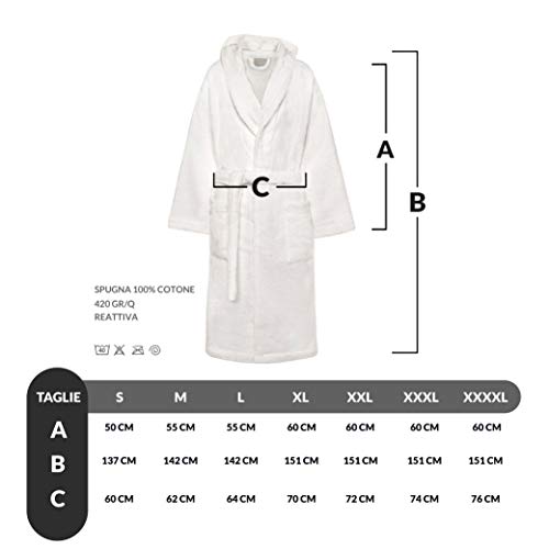 Accappatoio Uomo/Donna in spugna 100% Cotone con cappuccio linea Marte