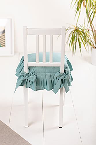 Cuscino Sedia 40x40 con Lacci Panama Cuscino Interno ed Esterno Sfoderabile con Zip Cotone Laccetti di Ritenzione Tinta Unita