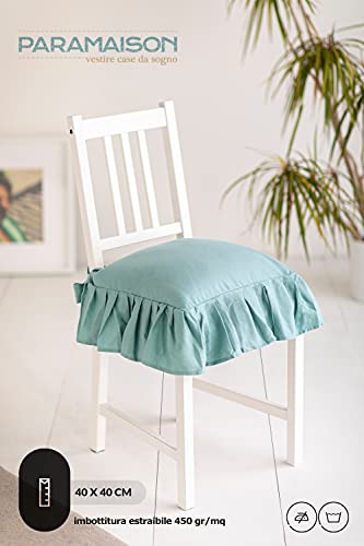 Cuscino Sedia 40x40 con Lacci Panama Cuscino Interno ed Esterno Sfoderabile con Zip Cotone Laccetti di Ritenzione Tinta Unita