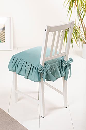 Cuscino Sedia 40x40 con Lacci Panama Cuscino Interno ed Esterno Sfoderabile con Zip Cotone Laccetti di Ritenzione Tinta Unita