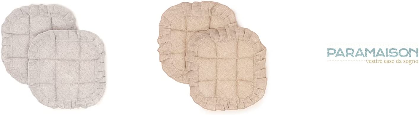 Cuscini Coprisedia Shabby Chic Melange, Set da 2 pezzi, Trapuntato, Imbottito, Fissaggio con 4 Alette, 40x40 cm, Vari Colori