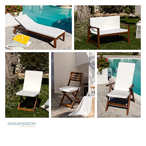 Cuscino Imbottito per Sdraio Cook, Sfoderabile, Antigraffio, con Laccetti, Interni od Esterni, Imbottitura 5 cm, Universale Copri Sdraio Giardino 45x120 cm Bianco