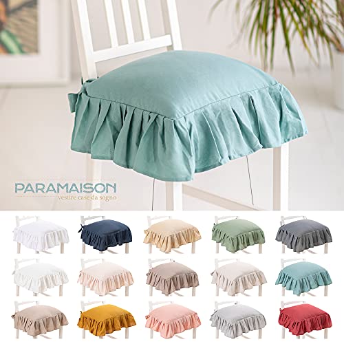 Cuscino Sedia 40x40 con Lacci Panama Cuscino Interno ed Esterno Sfoderabile con Zip Cotone Laccetti di Ritenzione Tinta Unita