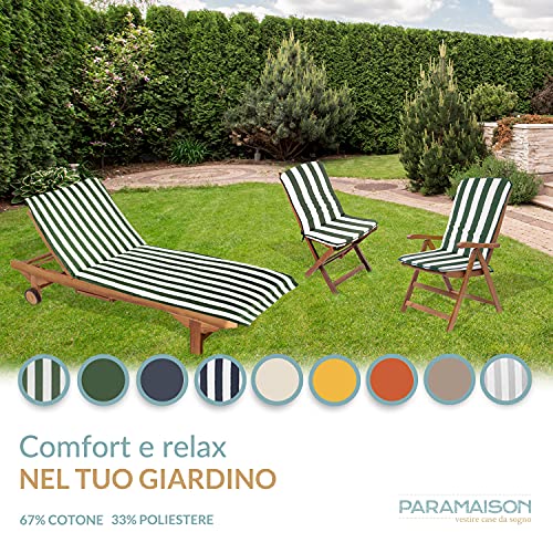 Cuscino Copri Sedia Sdraio da Giardino Relax 120, Universale, con Laccetti ed Elastico, Imbottito 3cm, 45x120 cm