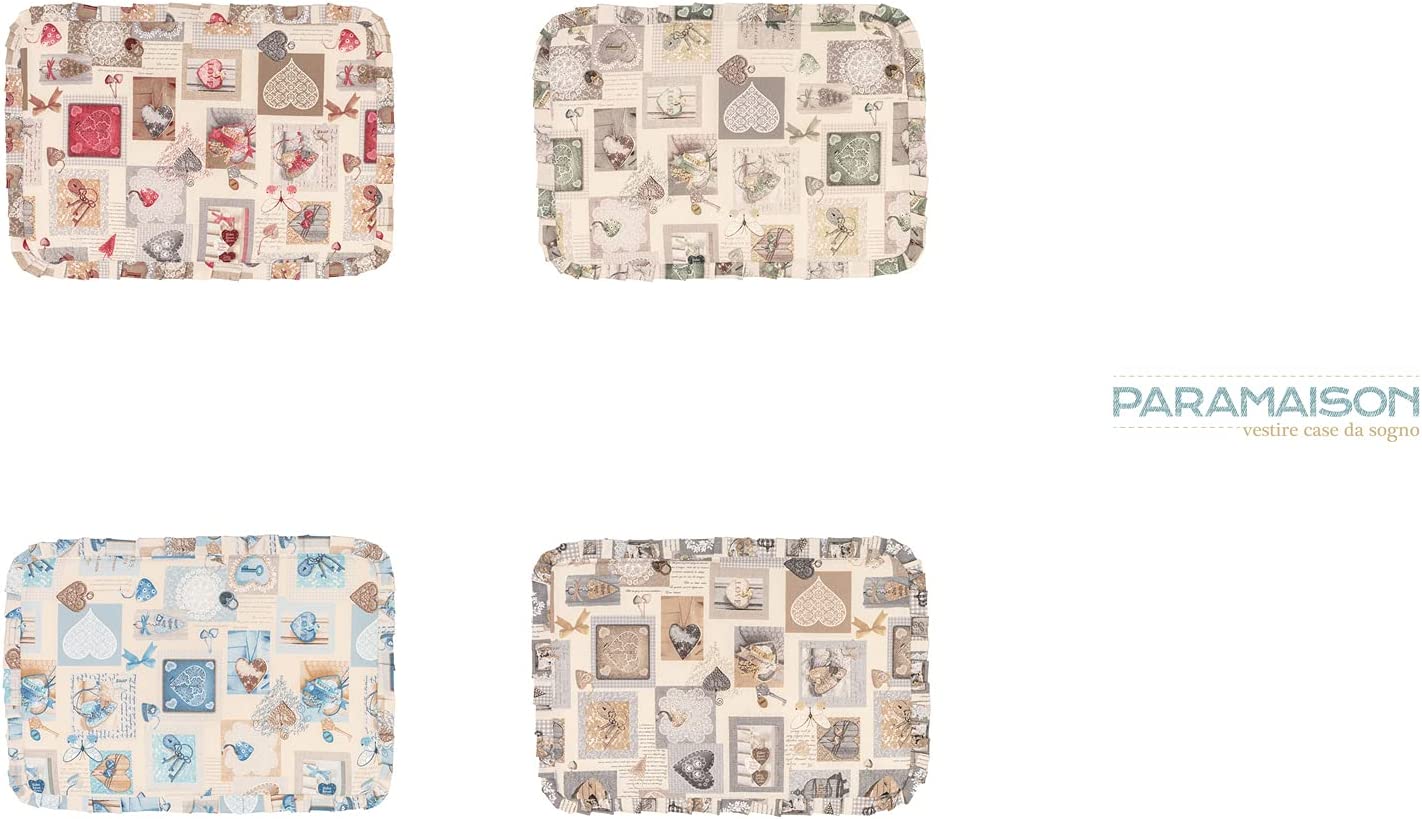 Set Copriforno 40x55 e Coprifornello 50x75 imbottito lavabile Stile Shabby Chic fantasia Chiave