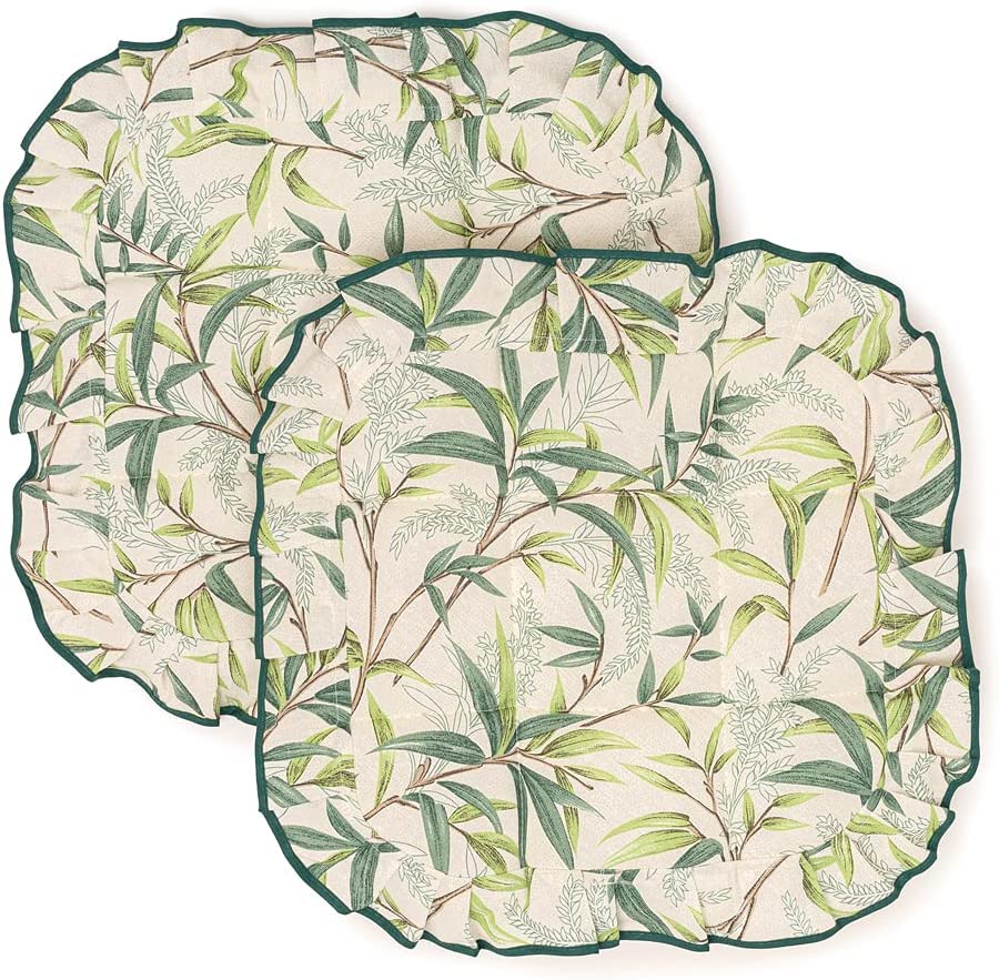 Cuscini Coprisedia 40x40 2 pezzi trapuntato sfoderabile cotone Shabby Chic Ulivo