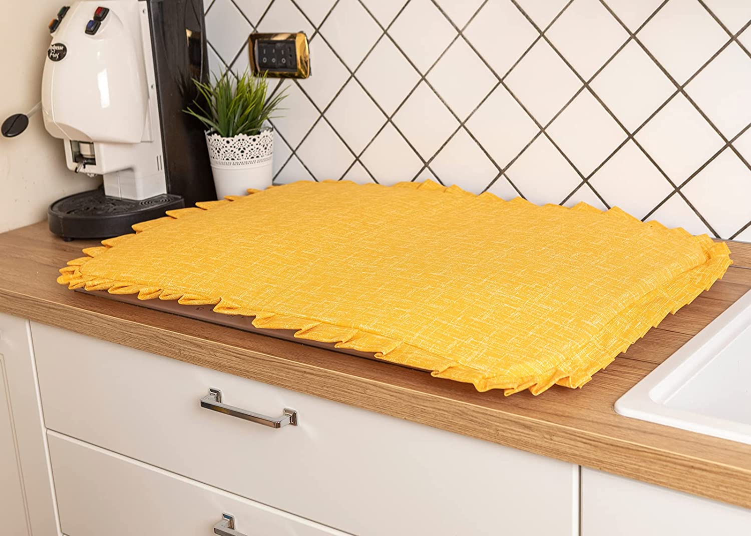 Copriforno e Coprifornello moderni giallo marrone verde linea Shabby Chic Imbottiti