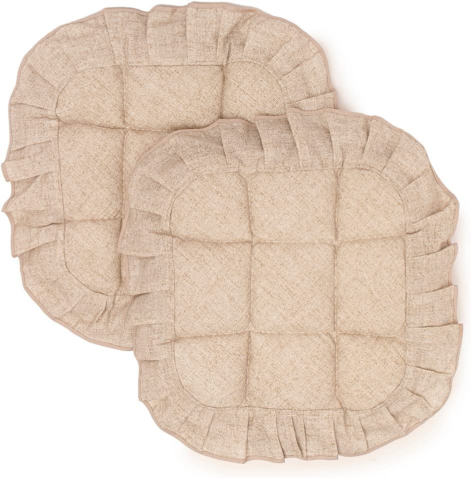 Cuscini Coprisedia Shabby Chic Melange, Set da 2 pezzi, Trapuntato, Imbottito, Fissaggio con 4 Alette, 40x40 cm, Vari Colori