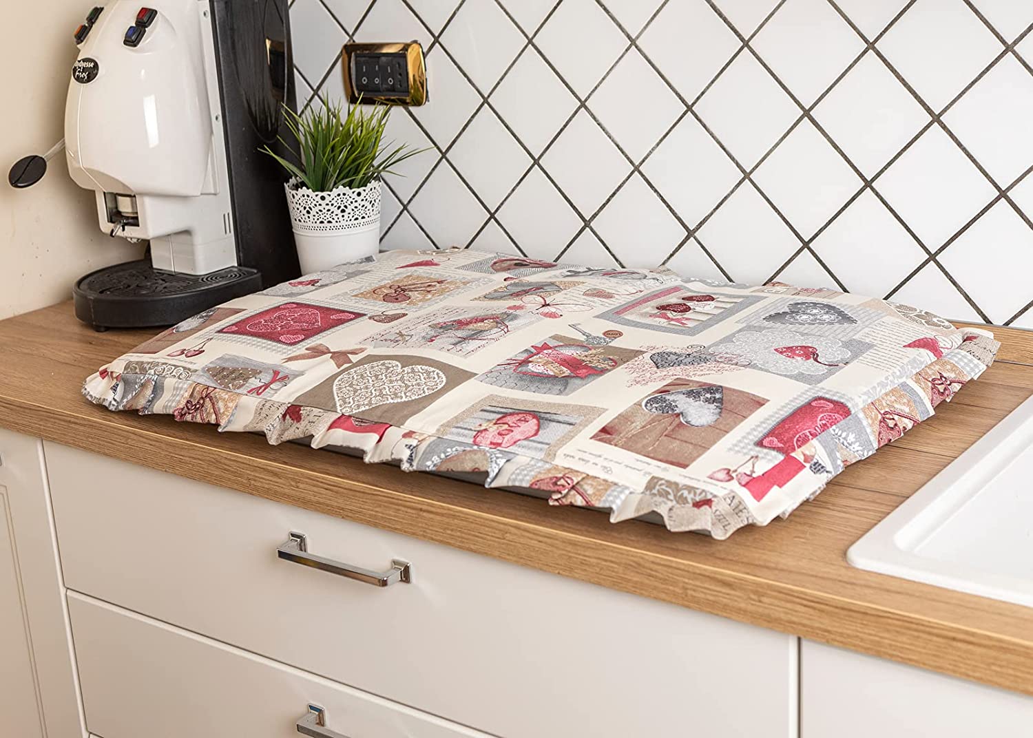 Set Copriforno 40x55 e Coprifornello 50x75 imbottito lavabile Stile Shabby Chic fantasia Chiave