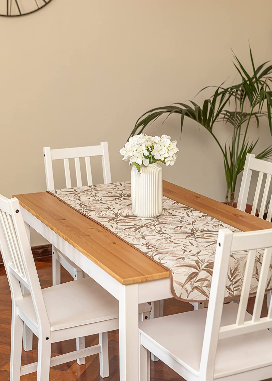 Runner 40x140 marrone e verde per tavoli credenze comodini ingresso linea Shabby Chic Ulivo