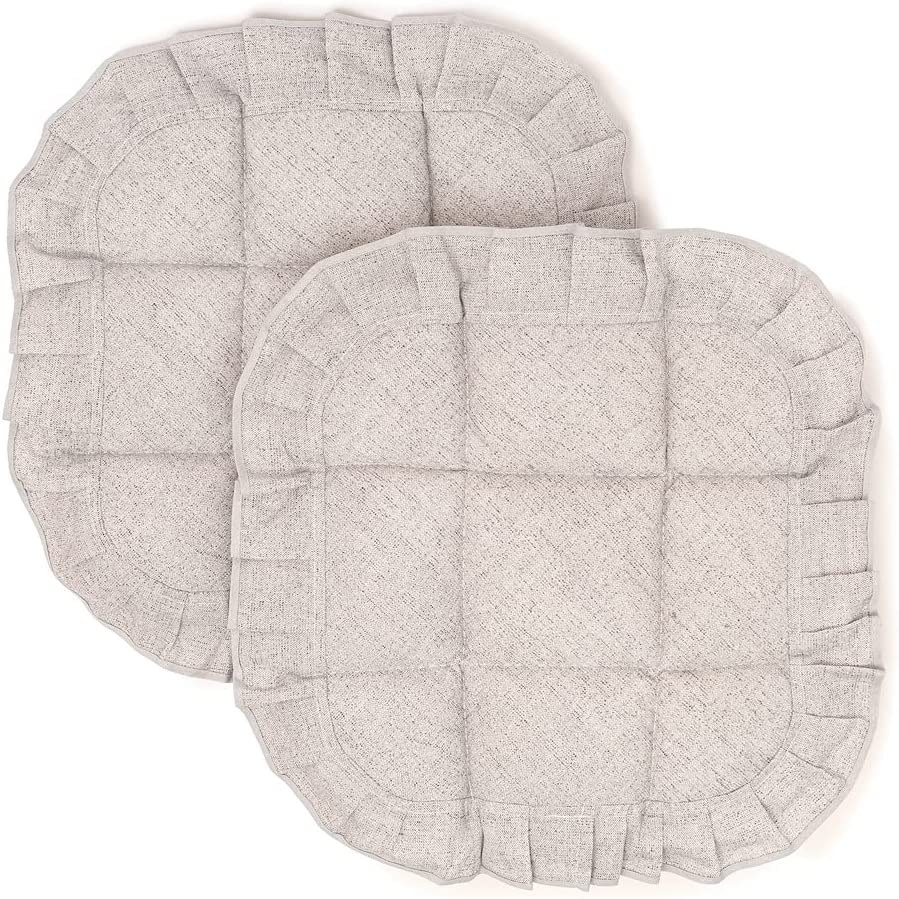 Cuscini Coprisedia Shabby Chic Melange, Set da 2 pezzi, Trapuntato, Imbottito, Fissaggio con 4 Alette, 40x40 cm, Vari Colori