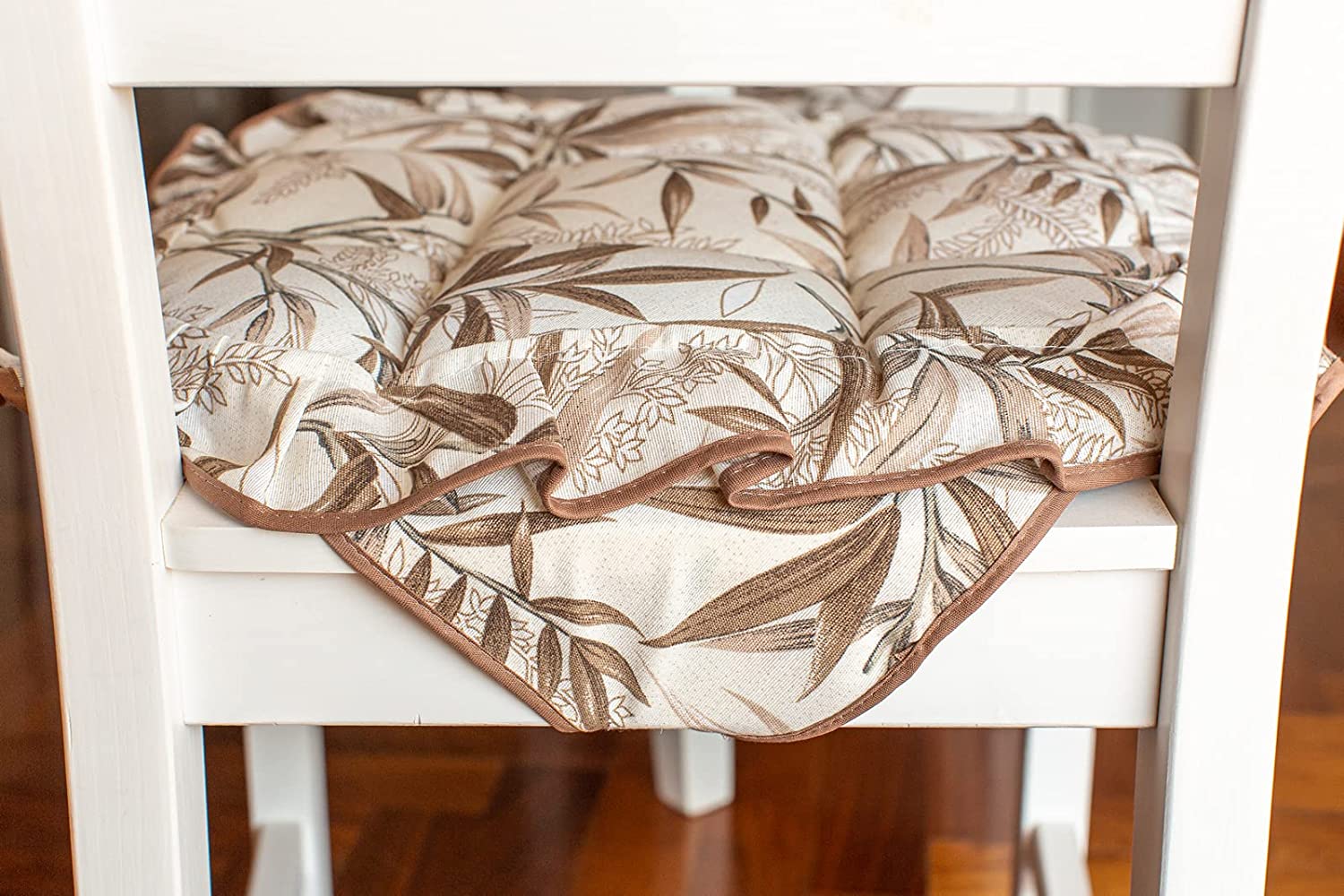 Cuscini Coprisedia 40x40 2 pezzi trapuntato sfoderabile cotone Shabby Chic Ulivo