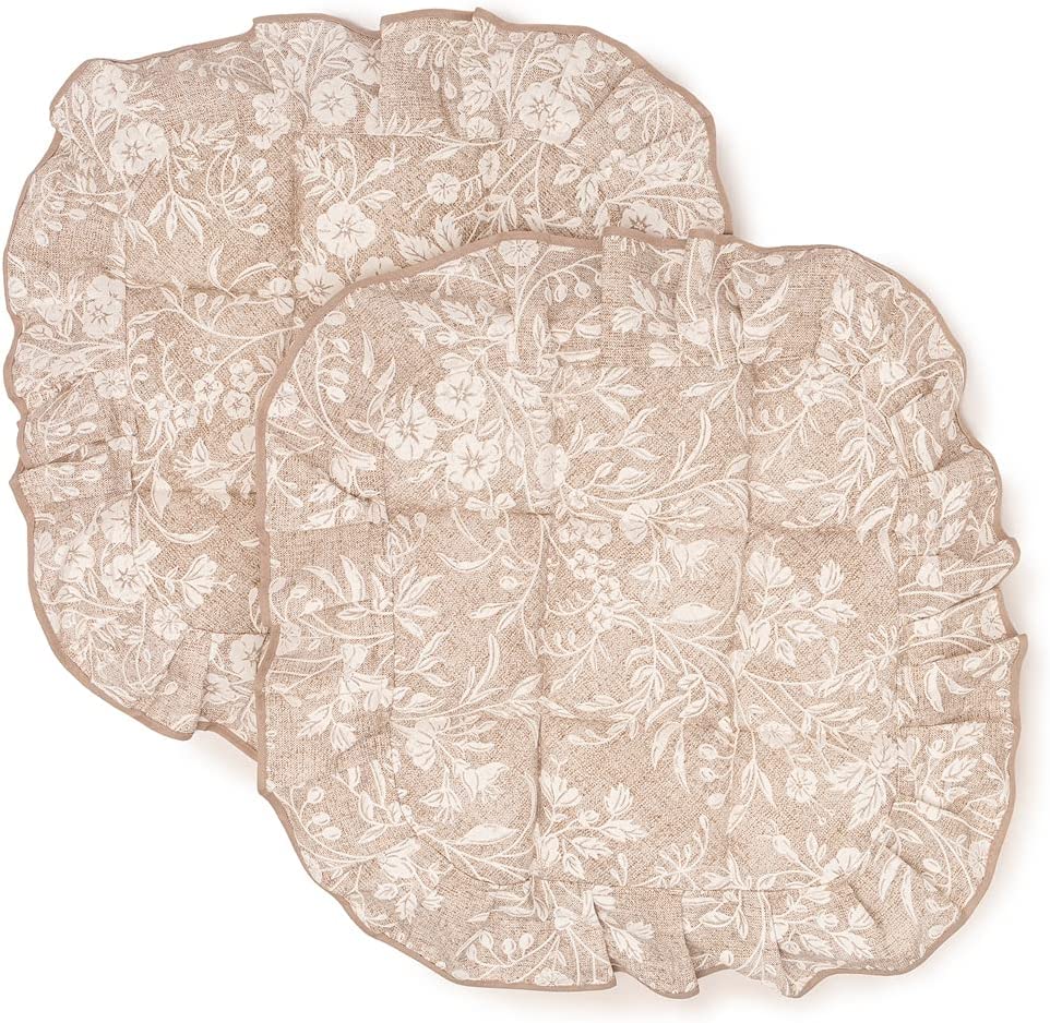 Cuscini Coprisedia 40x40 cm 4 alette cotone poliestere Trapuntato Shabby Chic Set 2 pezzi fantasia Edera