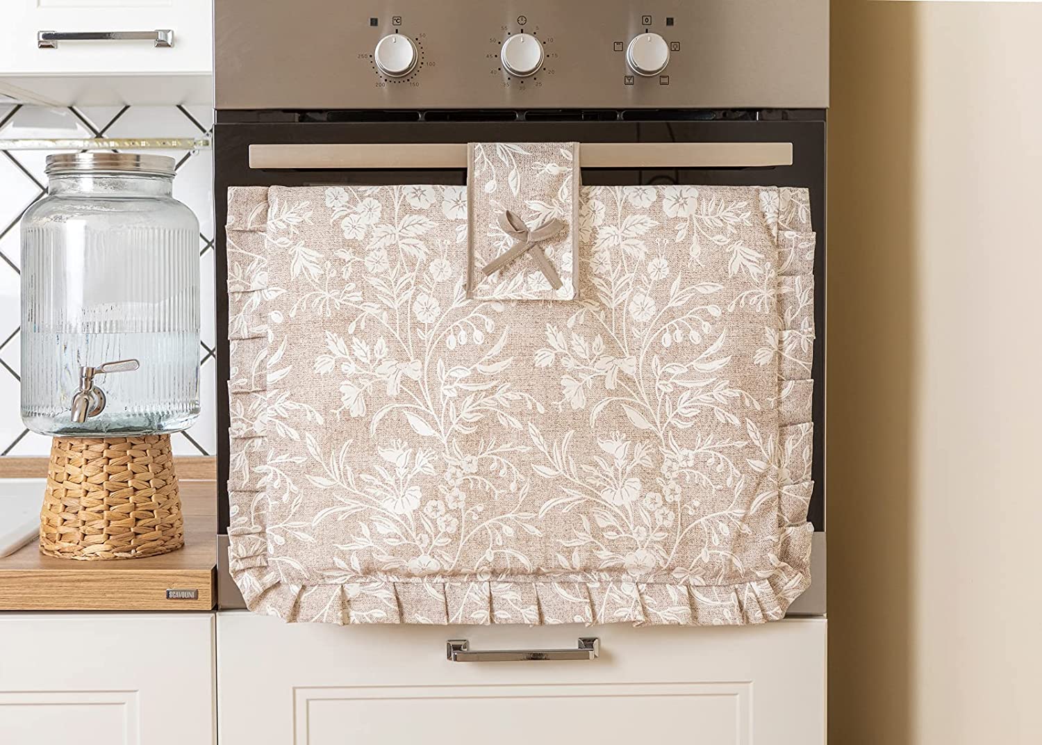 Set Copriforno e Coprifornello Imbottito rettangolare Lavabile linea Shabby Chic fantasia Edera