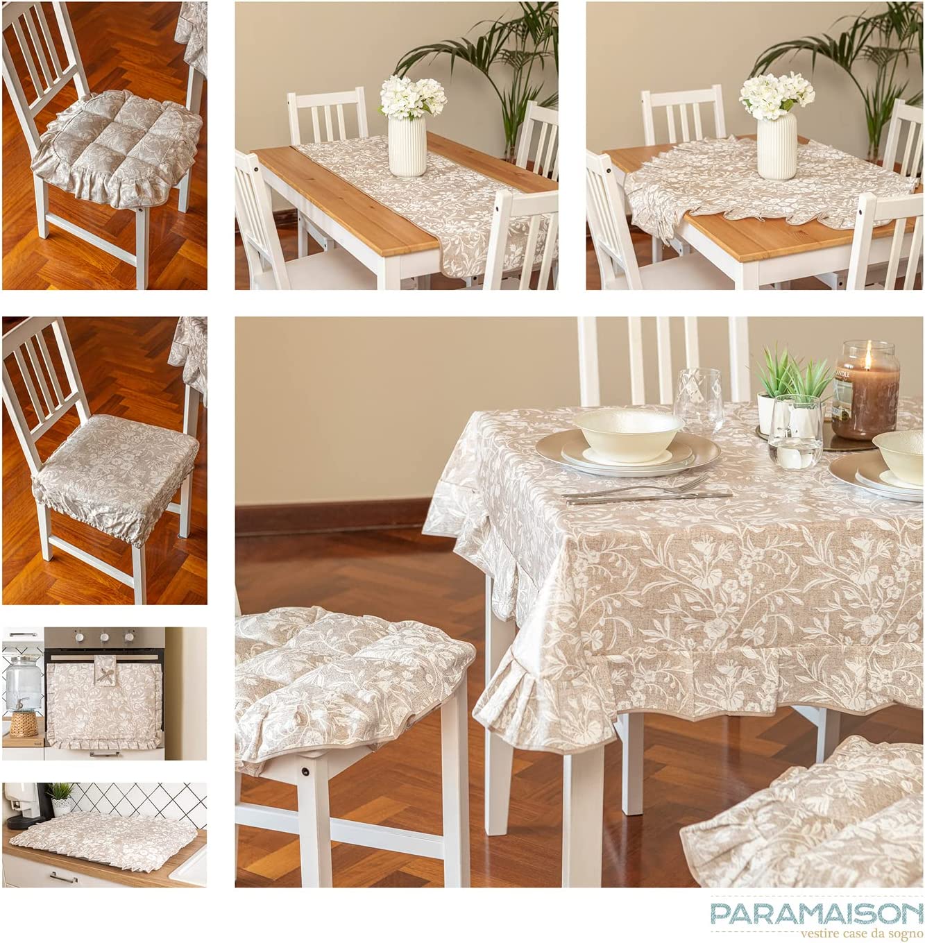 Runner 140x40 centrotavola rettangolare Shabby Chic fantasia Edera cotone lavabile a mano