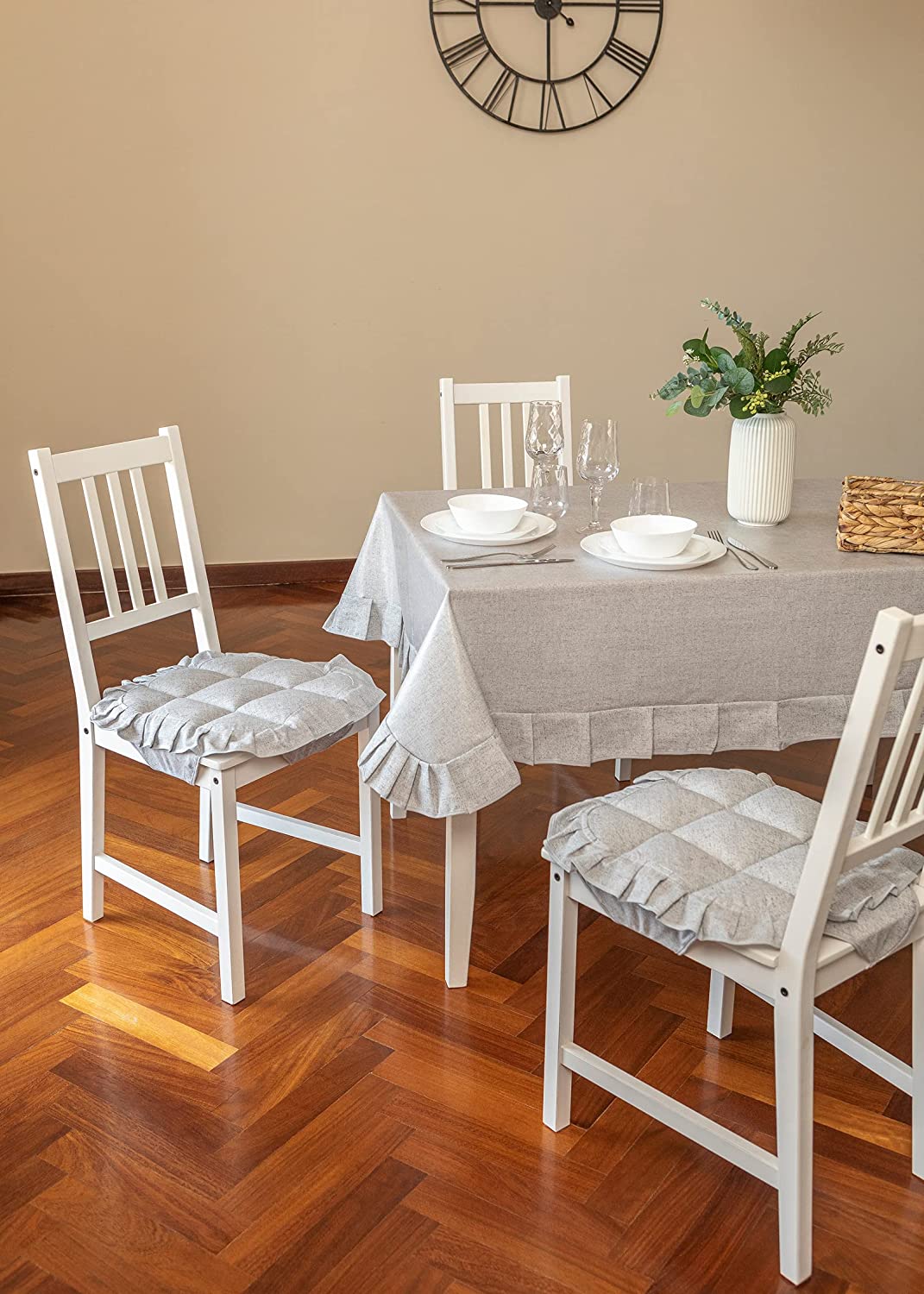Cuscini Coprisedia Shabby Chic Melange, Set da 2 pezzi, Trapuntato, Imbottito, Fissaggio con 4 Alette, 40x40 cm, Vari Colori