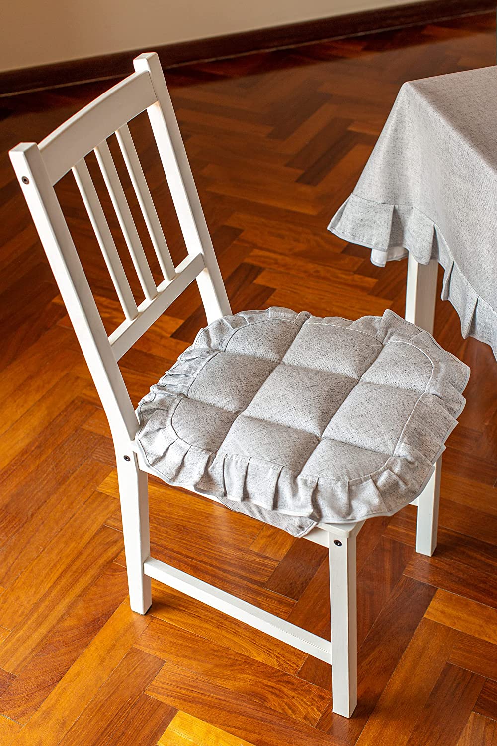 Cuscini Coprisedia Shabby Chic Melange, Set da 2 pezzi, Trapuntato, Imbottito, Fissaggio con 4 Alette, 40x40 cm, Vari Colori