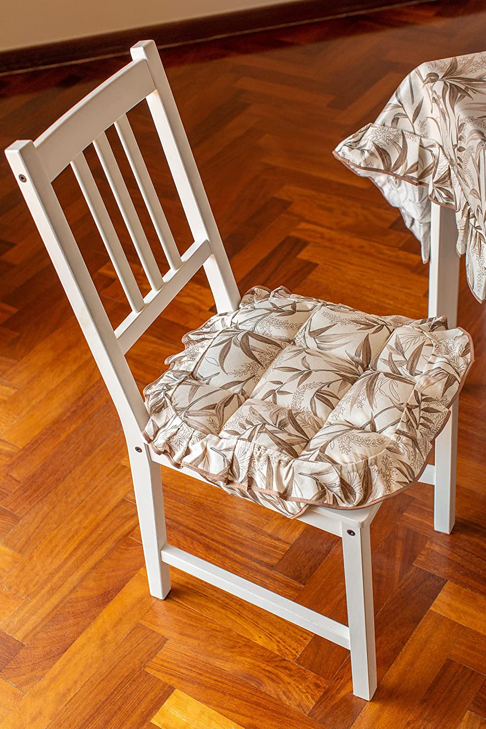 Cuscini Coprisedia 40x40 2 pezzi trapuntato sfoderabile cotone Shabby Chic Ulivo