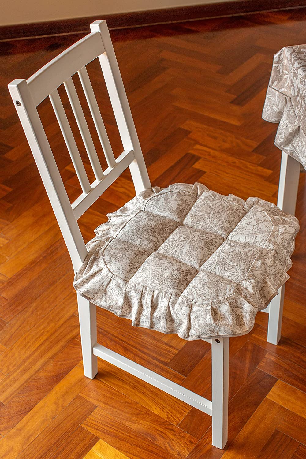 Cuscini Coprisedia 40x40 cm 4 alette cotone poliestere Trapuntato Shabby Chic Set 2 pezzi fantasia Edera