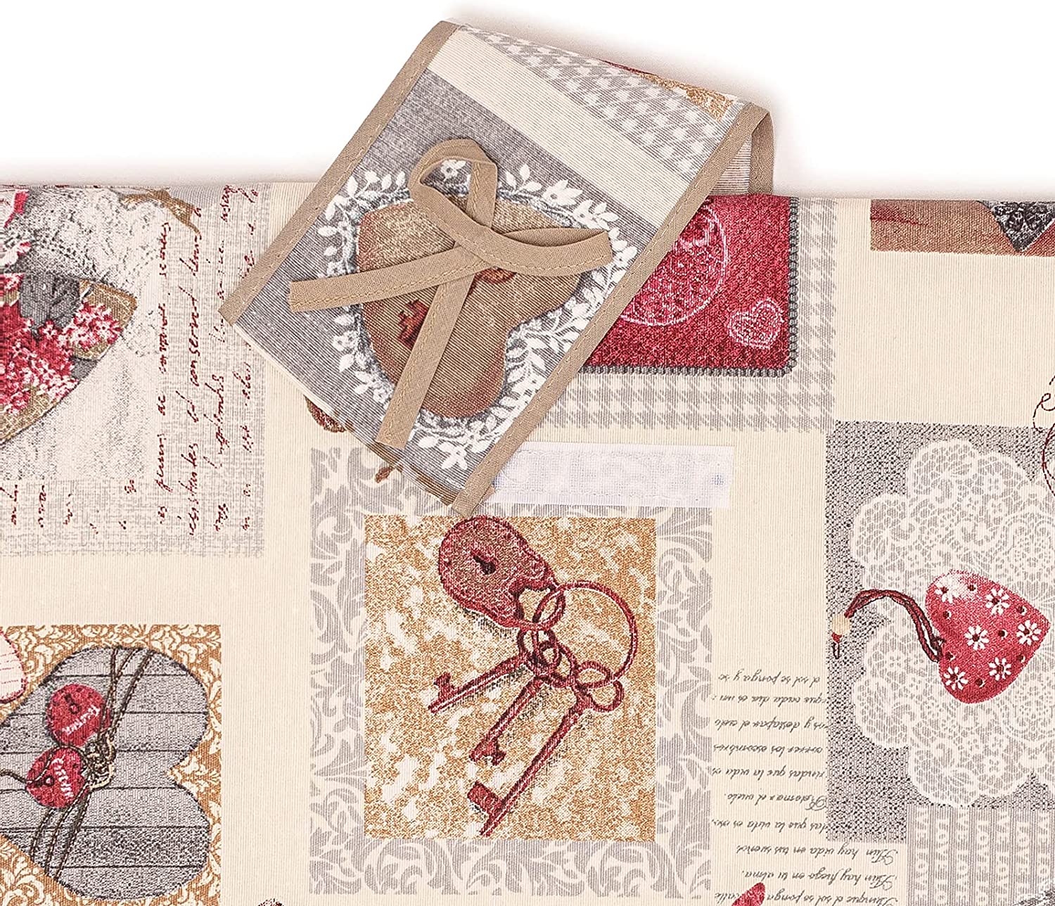 Set Copriforno 40x55 e Coprifornello 50x75 imbottito lavabile Stile Shabby Chic fantasia Chiave