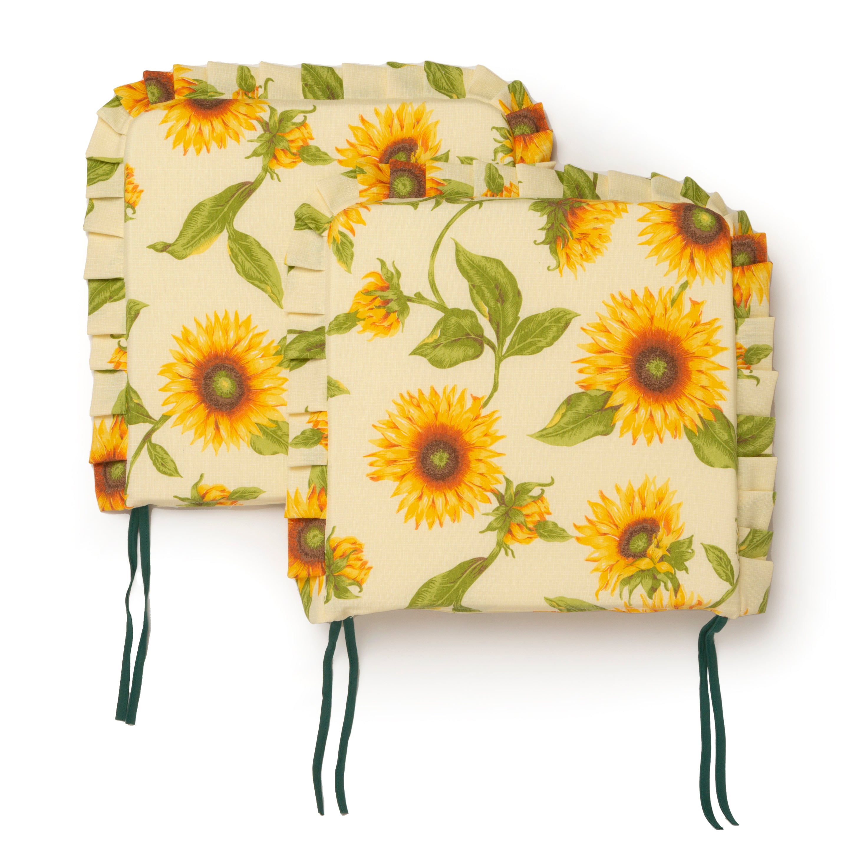Cuscini Coprisedia 40x40 sfoderabili con Volant Shabby Chic country Imbottito con Laccetti Set da 6 pezzi