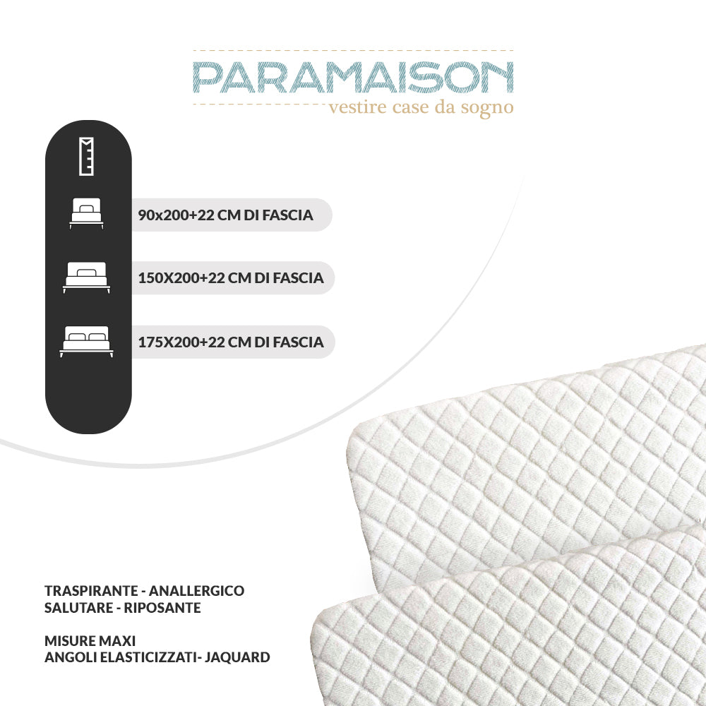 Coprimaterasso matrimoniale Spugna 175x200 antiacaro rinfrescante in poliestere bianco