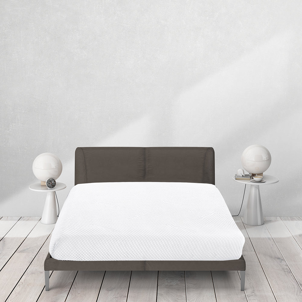 Coprimaterasso matrimoniale Spugna 175x200 antiacaro rinfrescante in poliestere bianco