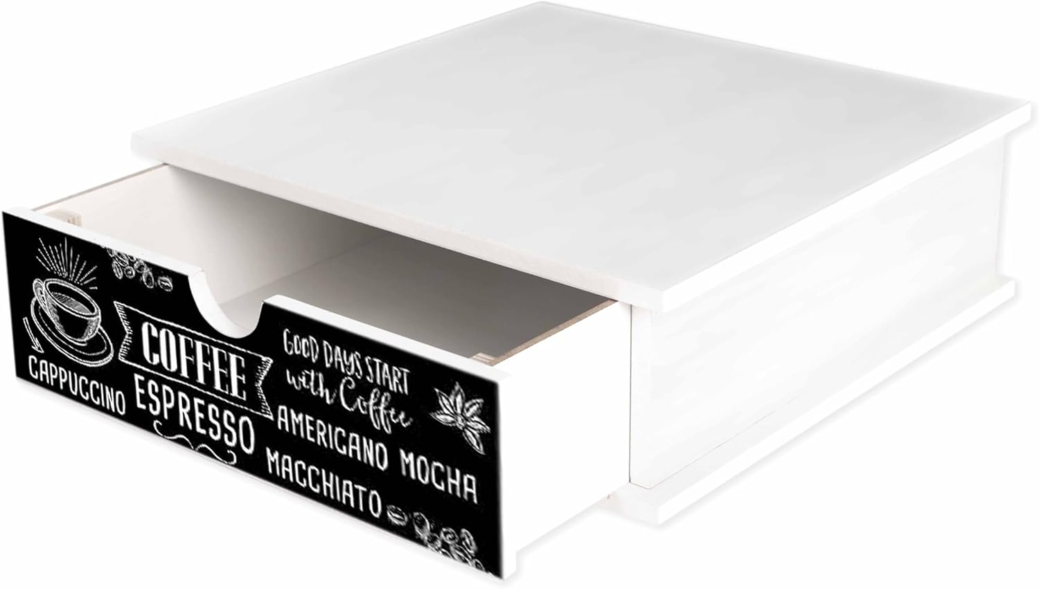 Porta Cialde e Capsule Caffè 33x33 cm in Legno con Cassetto Organizer – Piano Antimacchia e Decorazione Coffee Artigianale – Perfetto per Cucina, Casa e Ufficio