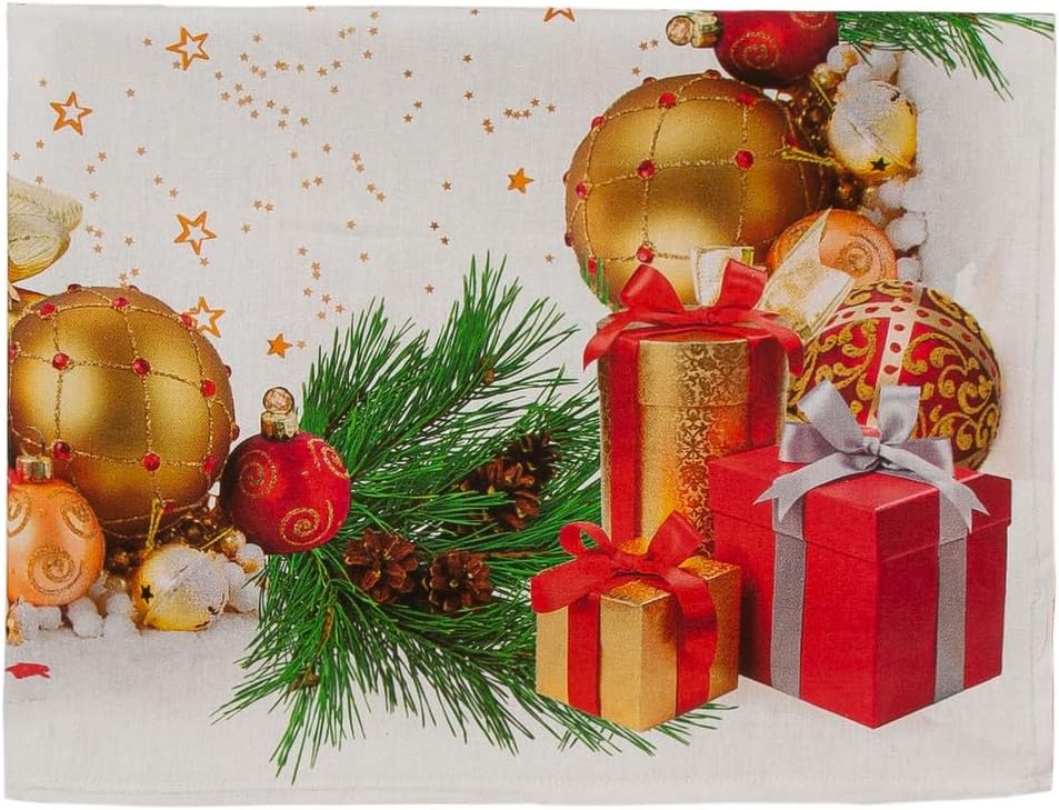 Tovaglia Natalizia Albero di Natale – Rettangolare 100% Cotone – Stampa Digitale – 6/12/18 Posti – Made in Italy