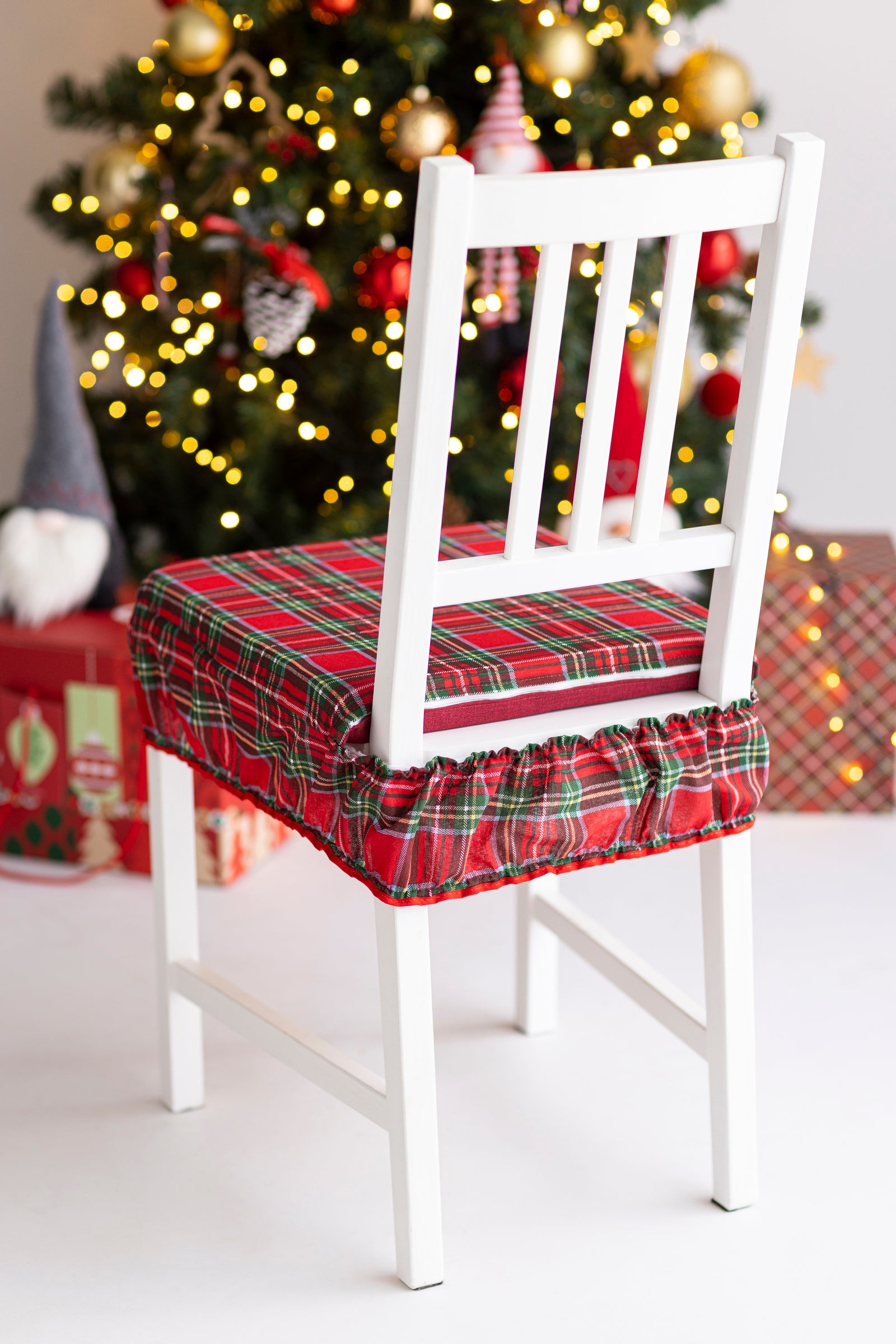 Cuscini Coprisedia scozzese natalizio con fascia elastica 40x40cm Tartan supreme Set da 2 pezzi