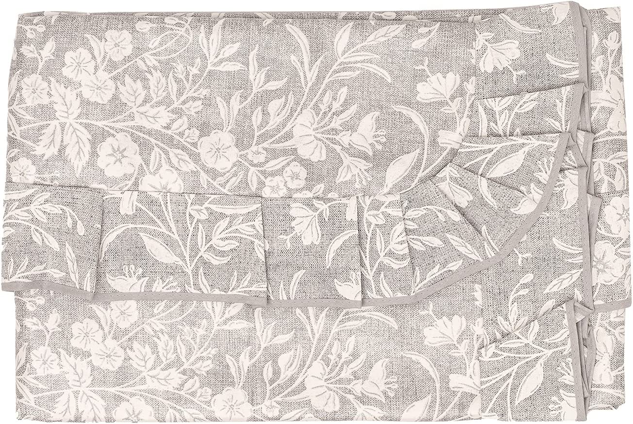 Tovaglia Quadrata In Cotone Con Nappe – Motivo A Quadri Ricamato, 90x90 Cm, Colore Grigio, Per Cucina E Giardino, LUCKYHOUSEHOME