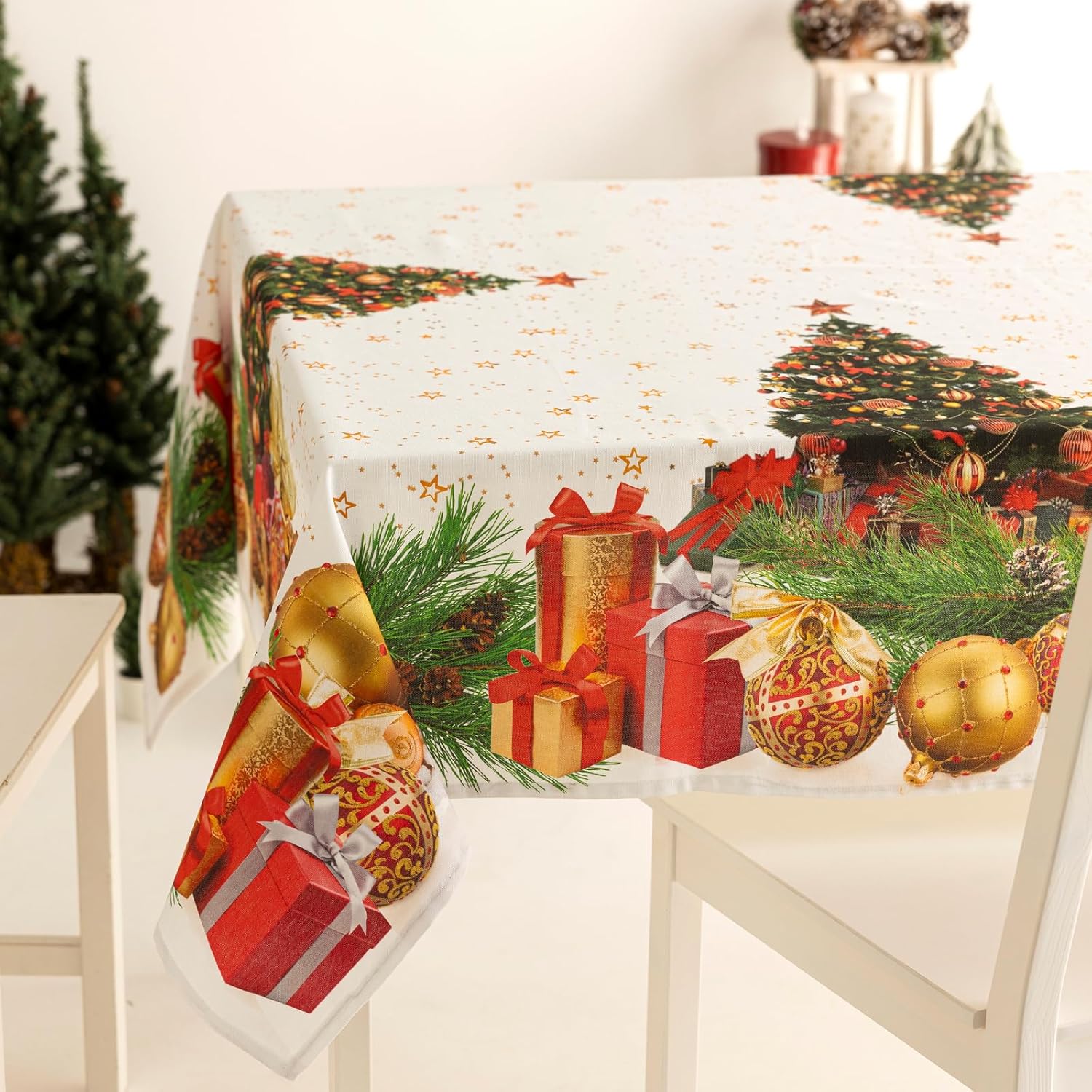 Tovaglia Natalizia Albero di Natale – Rettangolare 100% Cotone – Stampa Digitale – 6/12/18 Posti – Made in Italy