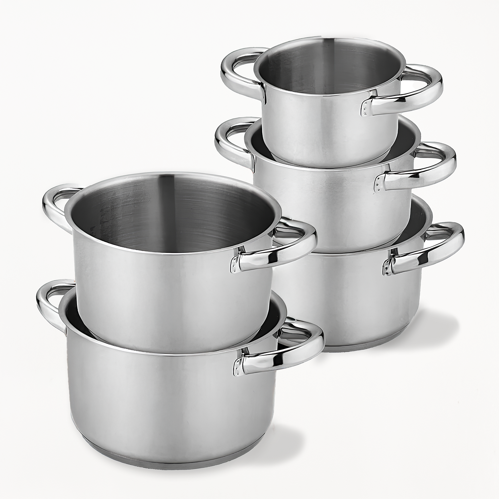 Batteria di Pentole in Acciaio Inox  Set 5 Pezzi Impilabili Compatibile con Induzione, Gas, Vetroceramica Senza PFOA