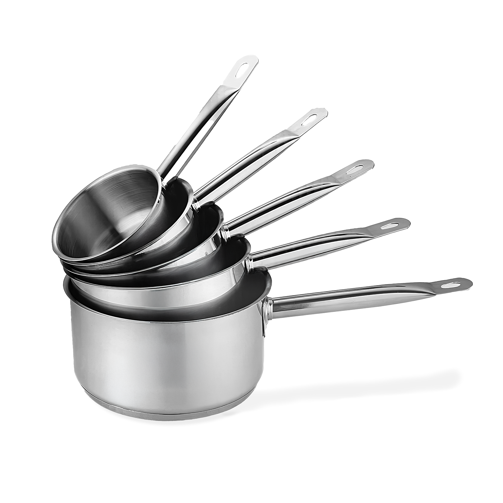 Batteria Pentole Acciaio Inox Set 5 Pezzi con Mono Manico Compatibili con Induzione Gas e Vetroceramica Senza PFOA
