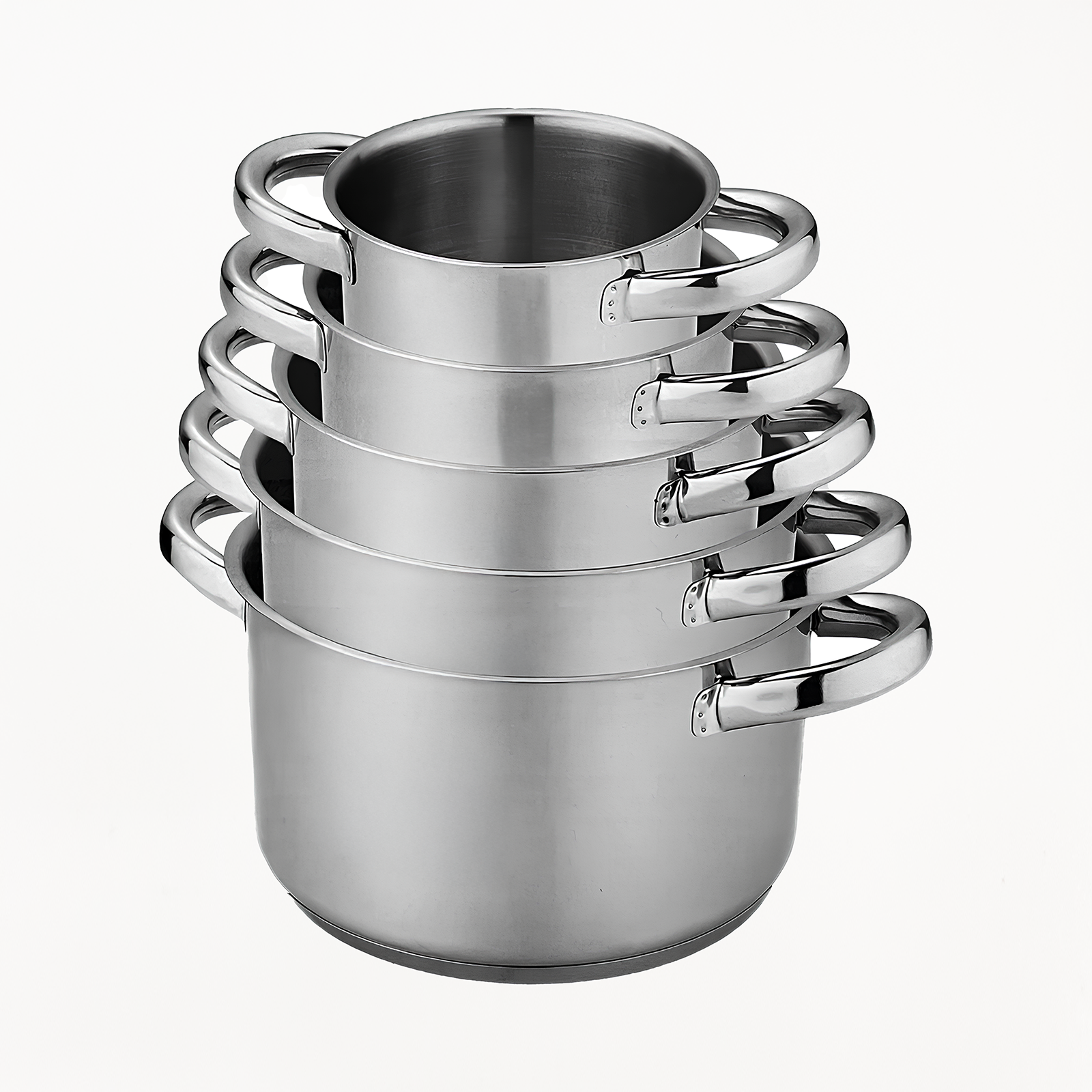 Batteria di Pentole in Acciaio Inox  Set 5 Pezzi Impilabili Compatibile con Induzione, Gas, Vetroceramica Senza PFOA