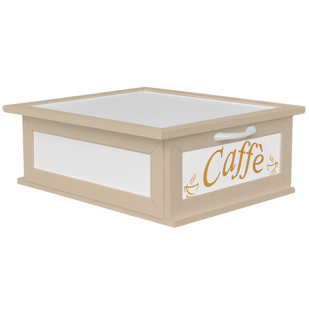 Porta Cialde e Capsule in Legno con Cassetto a 2 Scomparti Scritta Caffè Organizer Caffè in Vari Colori Stile Shabby Chic
