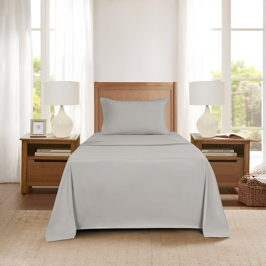 Completo Letto Singolo Lenzuola in Tinta Unita con Federa e Lenzuolo Sotto con Angoli Raimbow