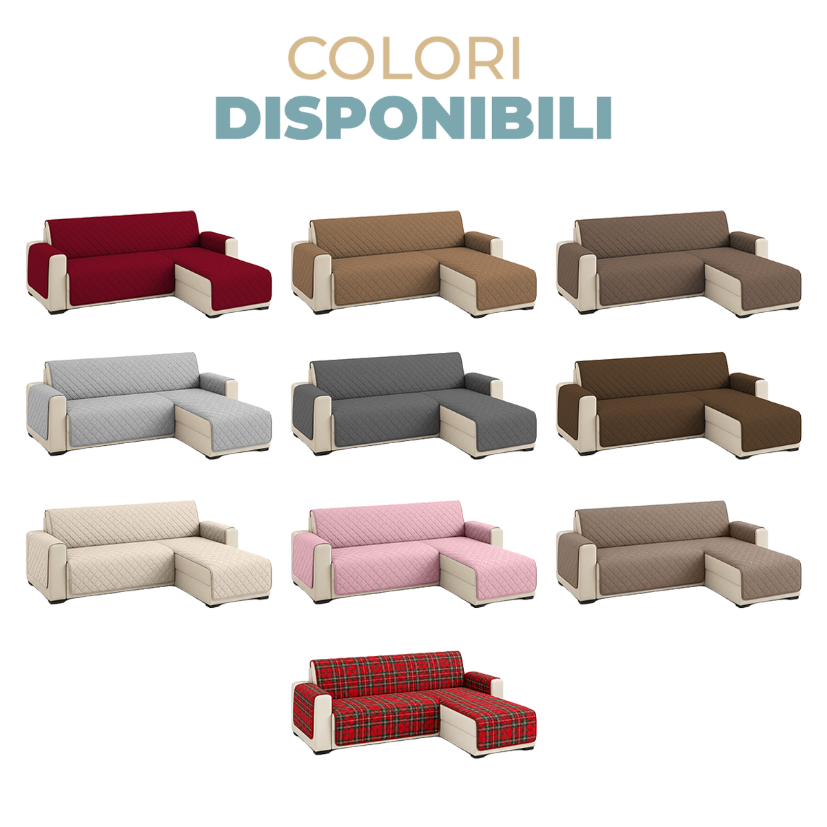Copridivano 2 Posti con Penisola Lavabile Antiscivolo Double Face e Pet-Friendly